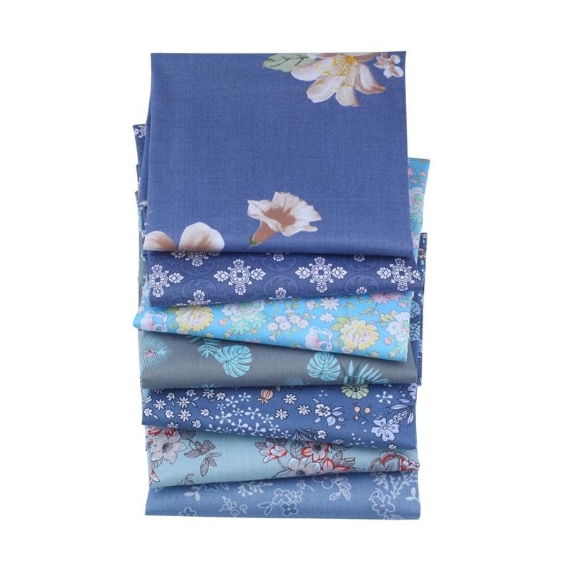 QDOLEQ 7pcs 19.68” x 19.68” (50cm x 50cm), 100% Cotton Fabric Bundle  Squares for Quilting Sewing DIY Craft Patchwork, No Repeat Dark Flower  Pattern.
