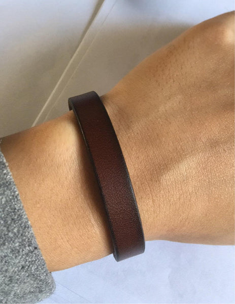 Engraved Leather Bracelet Personalized Leather Band Custom Leather b Angie Wood Creations