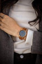 Angie Wood Creations Zebrawood Women's Watch With Charcoal Dial