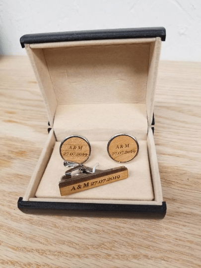 Angie Wood Creations Cufflinks Maple wood ,engrave cufflinks,Wood cufflinks (CLMaho02)