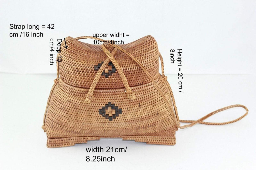 Angie Wood Creations Round ATA Bali High Quality Rattan Handbag