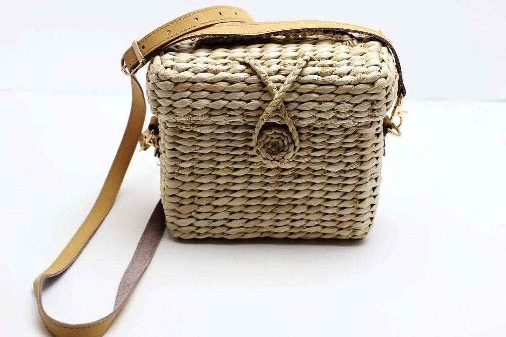 Angie Wood Creations Straw Bag Square