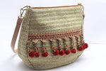Angie Wood Creations Straw Bag Vintage with Red Ball
