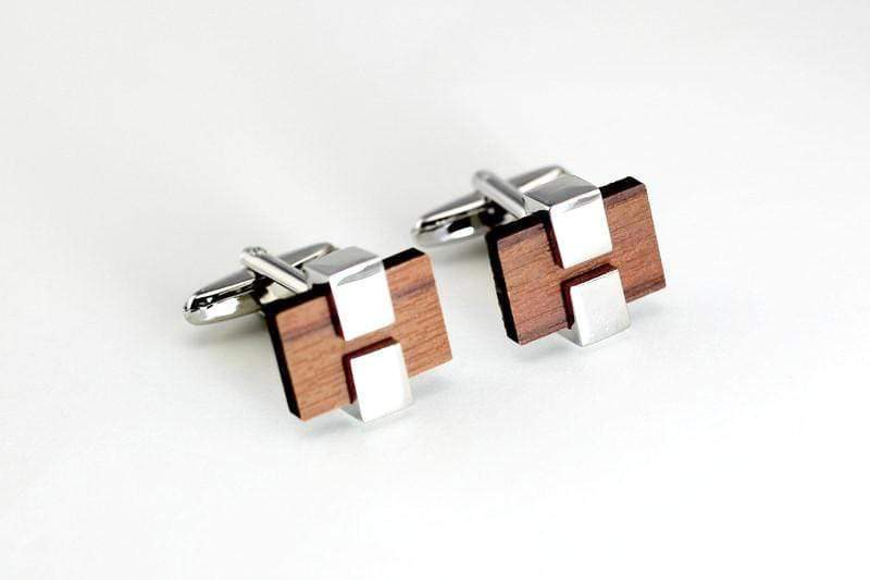 Angie Wood Creations Cufflink Rose Wood with stainless