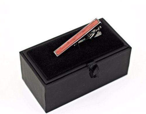 Angie Wood Creations Red Sandal Wood Men Tie Clip