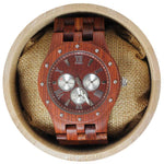 Angie Wood Creations Red Sandalwood Studded Men's Watch with Red Sandalwood Band