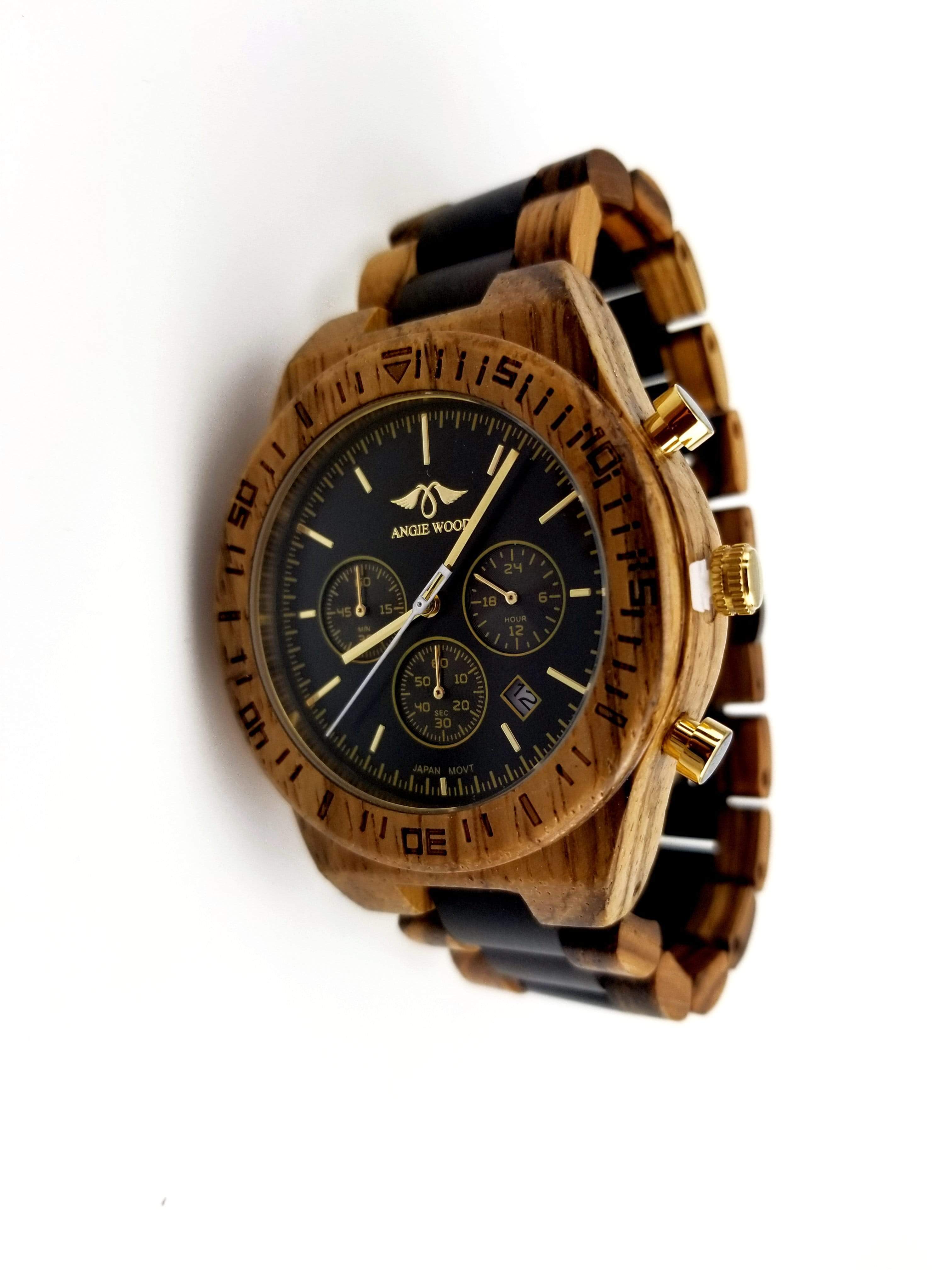 Buy Zebra and Ebony Wood Mens Watch with Black Dial. Order Now – Angie ...