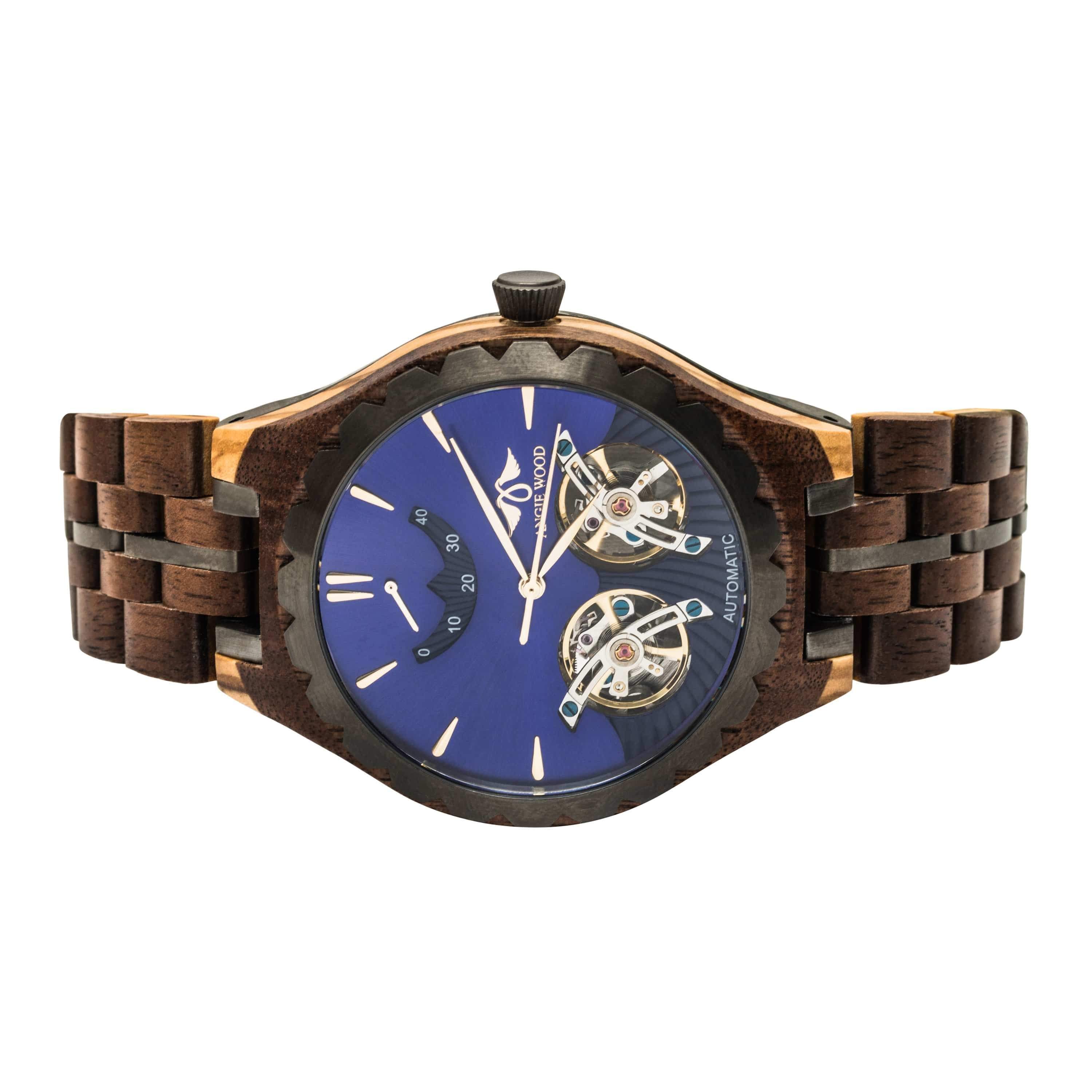Men Angie Wood Sapphire Glass Automatic Purpleheart & Maple Wood Watch ...