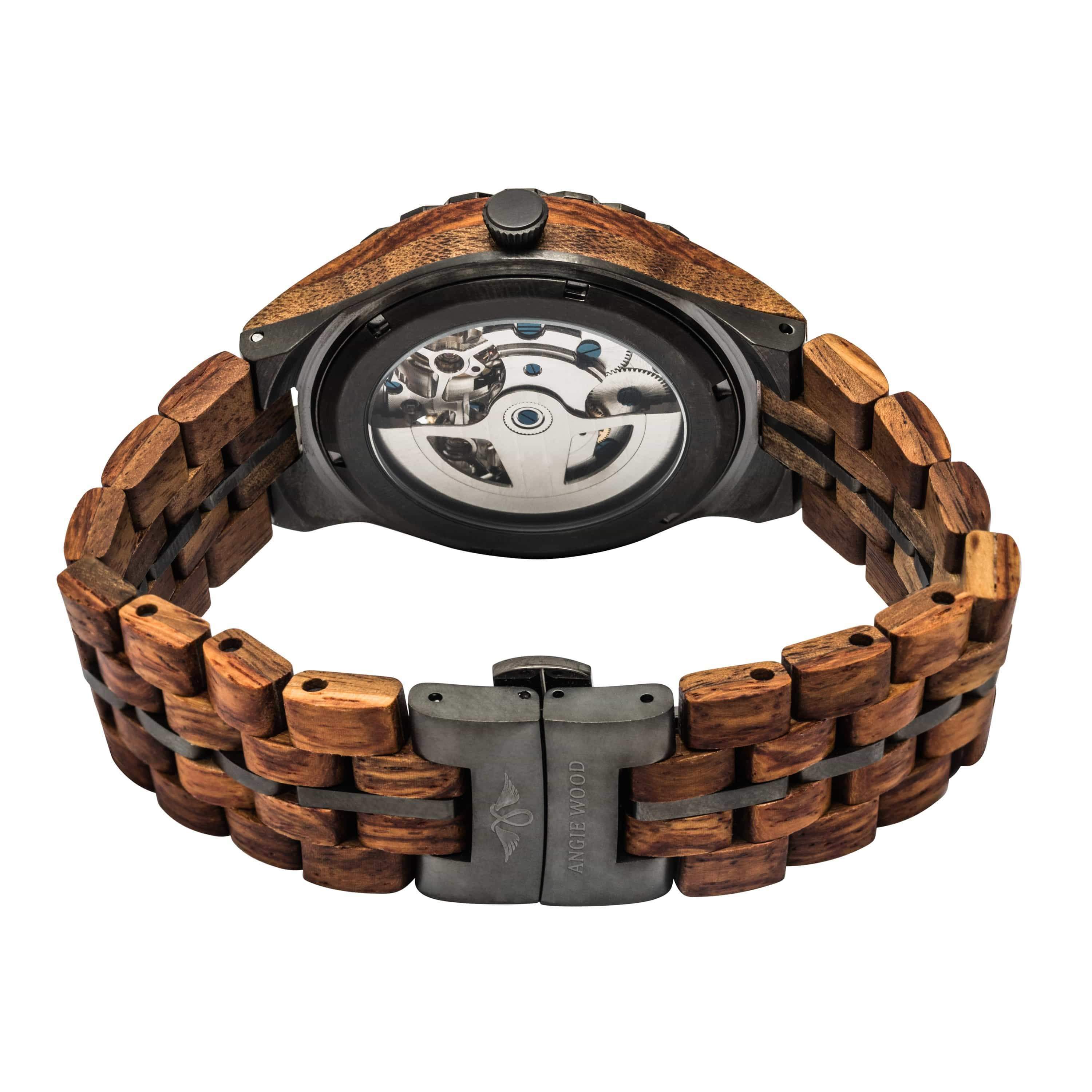 Men Angie Wood Sapphire Glass Automatic Purpleheart & Maple Wood Watch ...