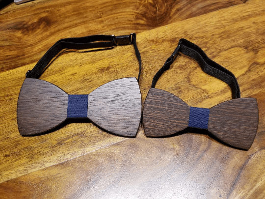 A Stylish Laser Etched Plaid Wooden Bow Tie in Walnut