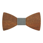 Engraved Adult Size Red Sandalwood Butterfly Bowtie with Black and White Striped Centerpiece (B0219)
