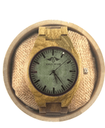 Angie Wood Creations Laser Engraved Green Sandalwood Men's Watch W184