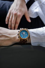 Angie Wood Creations Zebrawood Men’s Automatic Watch With Aqua Dial