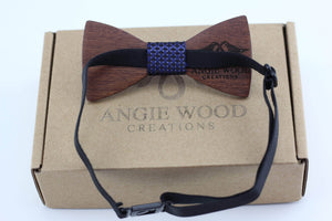 Angiewoodcreations kids wooden bowtie Kids wooden bowtie with blue stripe