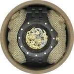 Angie Wood Creations Dark Sandalwood Men's Automatic Watch With Skeleton Dial