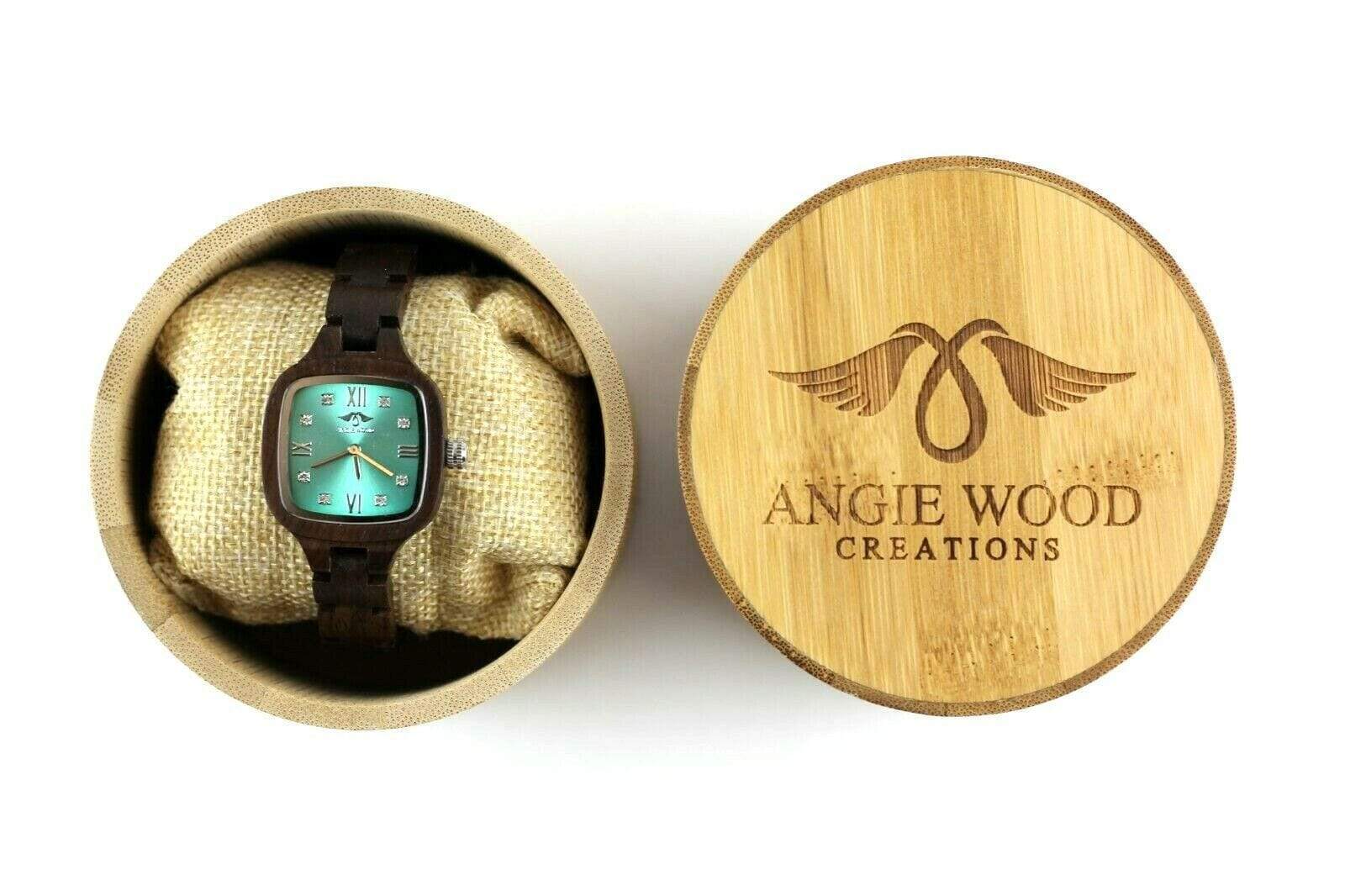 Buy Ebony Wood Women's Watch with Diamond Green Dial – Angie Wood Creations