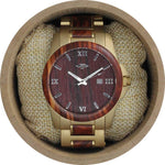 Angie Wood Creations Red Sandalwood and Stainless Steel Men's Watch