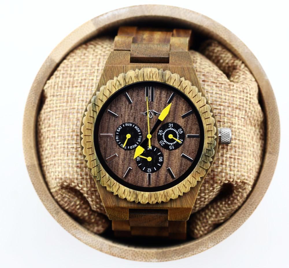 Angie Wood Creations Green Sandalwood Watch with Adjustable Bracelet