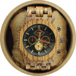 Angie Wood Creations Automatic Zebrawood Men's Watch with Red Hands and Zebrawood Band