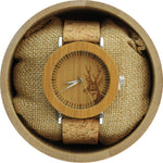 Angie Wood Creations Bamboo and Steel Women's Watch With Cork Strap