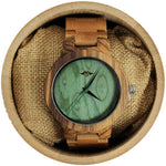 Angie Wood Creations Bamboo Men's Watch with Bamboo Bracelet and Green Dial