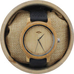 Angie Wood Creations Bamboo Men's Watch with Black Silicone Strap and Bamboo Dial