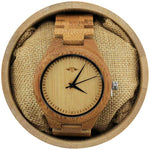 Angie Wood Creations Bamboo Men's Watch with Laser Engraved Dial and Black Hands