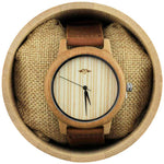 Angie Wood Creations Bamboo Men's Watch with Leather Strap