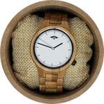 Angie Wood Creations Bamboo Unisex Watch With Bamboo Bracelet and White Dial