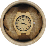 Angie Wood Creations Bamboo Women's Watch With Brown Leather Strap