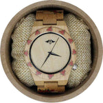 Angie Wood Creations Bamboo Women's Watch With Rose Design and Bamboo Dial