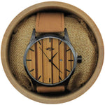 Angie Wood Creations Black Stainless Steel Men's Watch with Zebrawood Dial