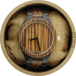 Angie Wood Creations Dark Sandalwood Men's Watch with Zebrawood Bezel and Dial