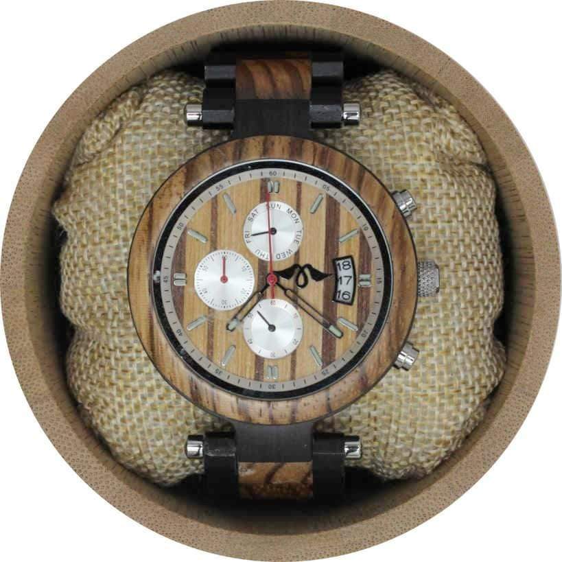 Angie Wood Creations Ebony and Zebrawood Men's Watch With Zebrawood Dial