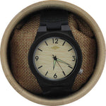 Angie Wood Creations Ebony Men's Watch with Bamboo Dial and Leather Strap