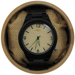 Angie Wood Creations Ebony Men's Watch with Bamboo Dial and Luminous Hands