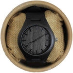 Angie Wood Creations Ebony Men's Watch with Ebony Dial and Leather Strap