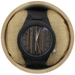 Angie Wood Creations Ebony Men's Watch with White Hands and Zebrawood Dial
