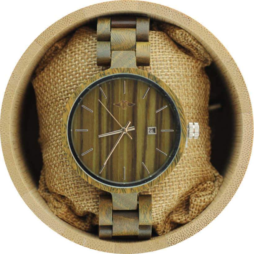 Angie Wood Creations Green Sandalwood Unisex's Watch With Matching Bracelet