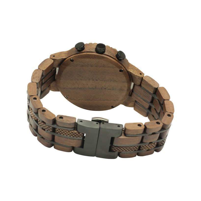 Buy Walnut Wood and Stainless Steel Men's Watch with Black Dial – Angie ...