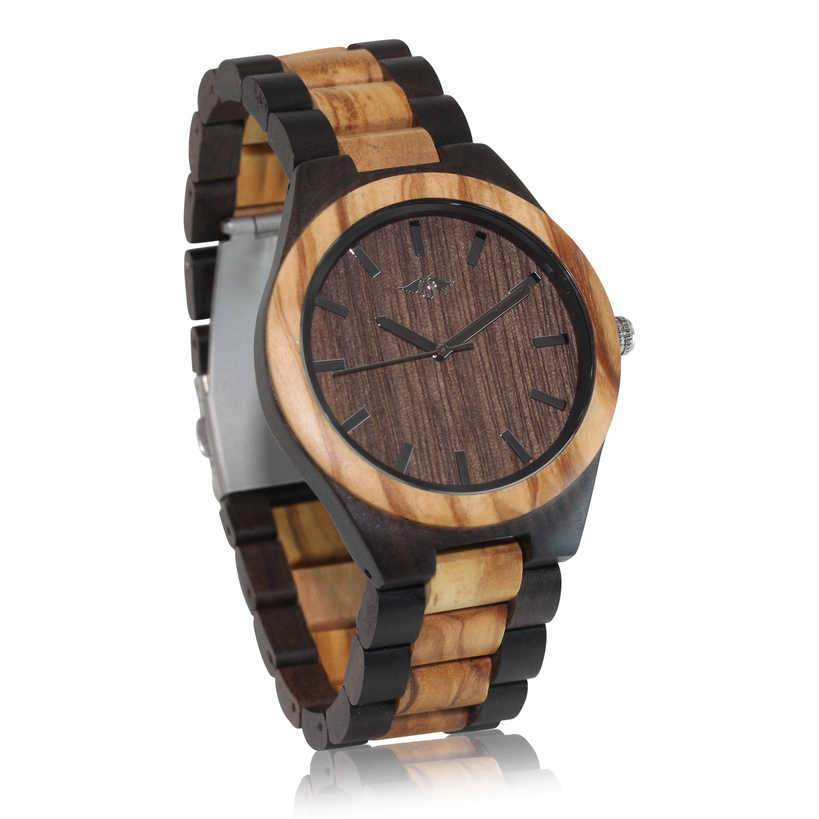 Angie Wood Creations Light and Dark Olive Wood Men's Watch