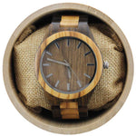 Angie Wood Creations Light and Dark Olive Wood Men's Watch with Silver Hands