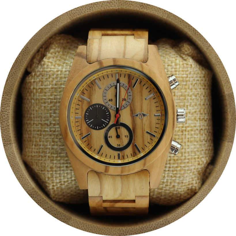 Angie Wood Creations Maple Wood Men's Watch with Maple Wood Bracelet