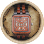 Angie Wood Creations Red Sandalwood Men's Square Watch With Red Sandalwood Dial