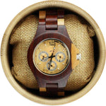 Angie Wood Creations Red Sandalwood Men's Watch with Maple Accents and Sub Dials
