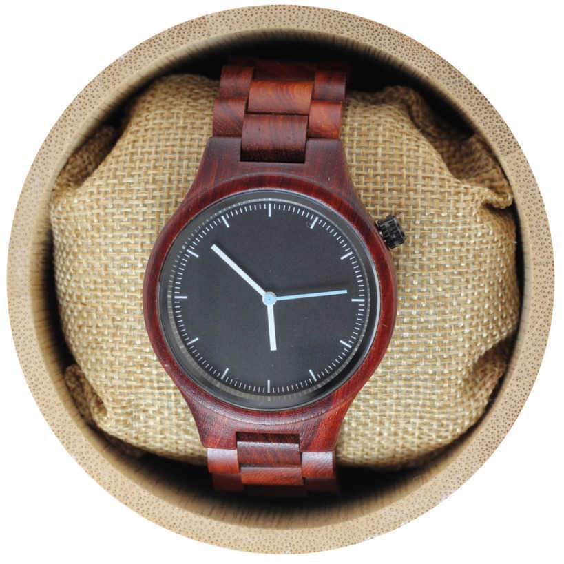 Angie Wood Creations Red Sandalwood Unisex Watch with Black Dial