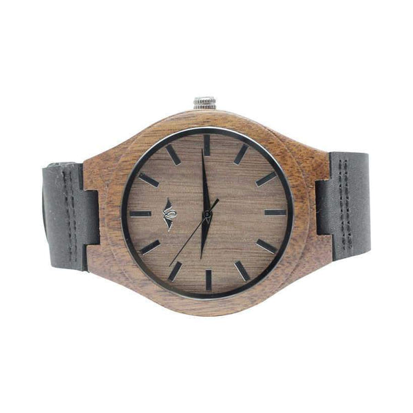 Angie Wood Creations Walnut Men's Watch with Black Leather Strap