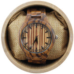 Angie Wood Creations Zebrawood Men's Watch w. Black Hands and Zebrawood Bracelet