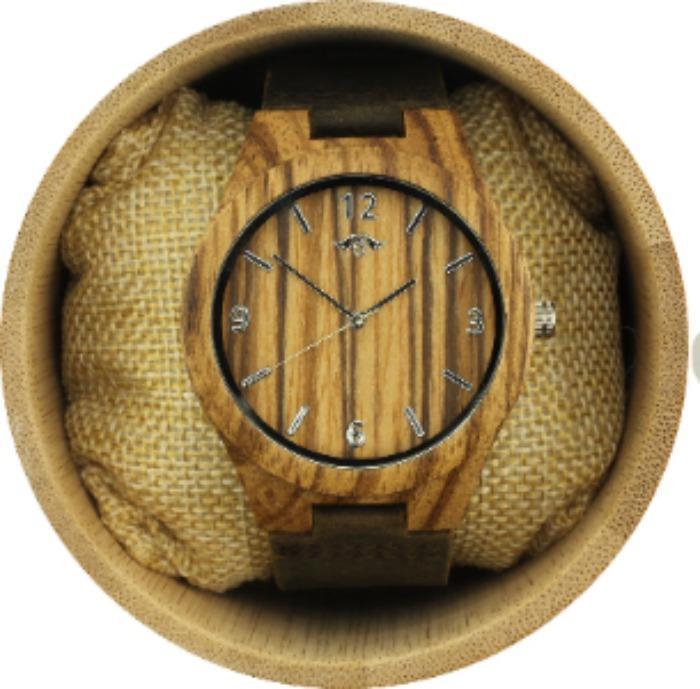 Angie Wood Creations Zebrawood Men’s Watch With Brown Leather Band
