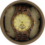 Angie Wood Creations Zebrawood Men's Watch With Gold Studded Bezel